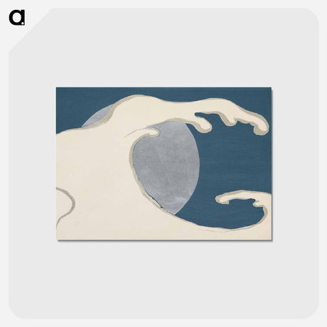 アートポストカード-Waves and sun from Momoyogusa–Flowers of a Hundred Generations - 神坂 雪佳 Postcard.