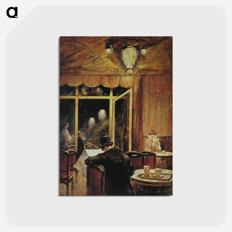 アートポストカード-Abend im Café Bauer - レッサー ユリィ Postcard.