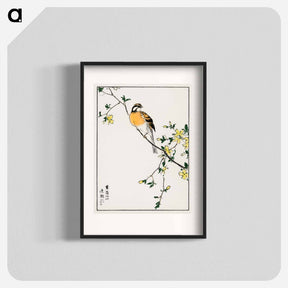 アートポスター-Japanese Meadow Bunting and Golden Ball
 - 鳥類図鑑 Poster.