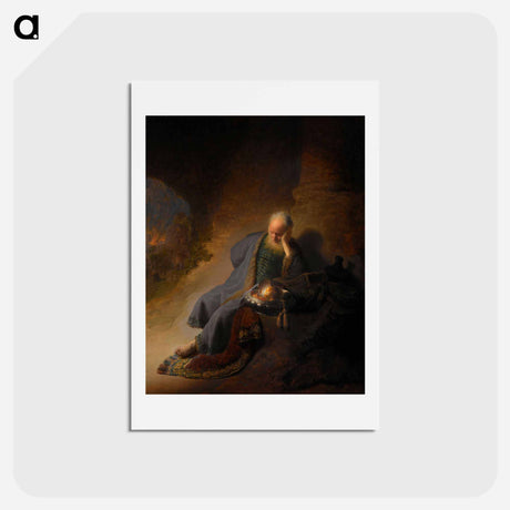 アートポストカード-Jeremiah Lamenting the Destruction of Jerusalem - レンブラント ファン レイン Postcard.