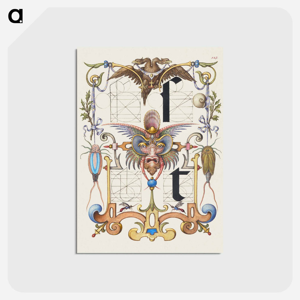 アートポストカード-Guide for Constructing the Letters s and t from Mira Calligraphiae Monumenta or The Model Book of Calligraphy
 - 書道のお手本 Postcard.