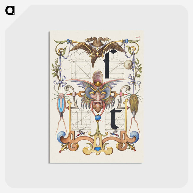 アートポストカード-Guide for Constructing the Letters s and t from Mira Calligraphiae Monumenta or The Model Book of Calligraphy
 - 書道のお手本 Postcard.