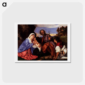 アートポストカード-The Holy Family with a Shepherd - ティツィアーノ ヴェチェッリオ Postcard.