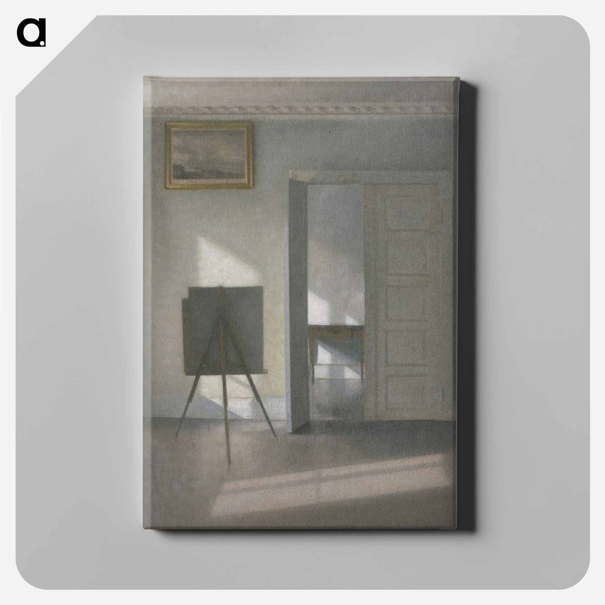 Interior with an Easel, Bredgade 25 - ヴィルヘルム ハンマースホイ Canvas.