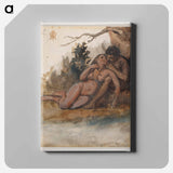 A naked couple by a tree - Wilhelm Marstrand Canvas.