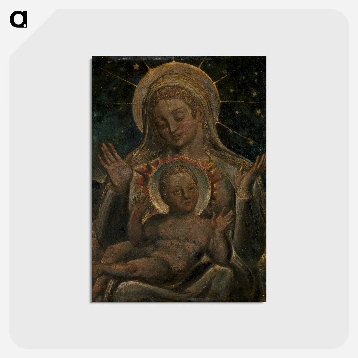 アートポストカード-Virgin and Child - ウィリアム ブレイク Postcard.