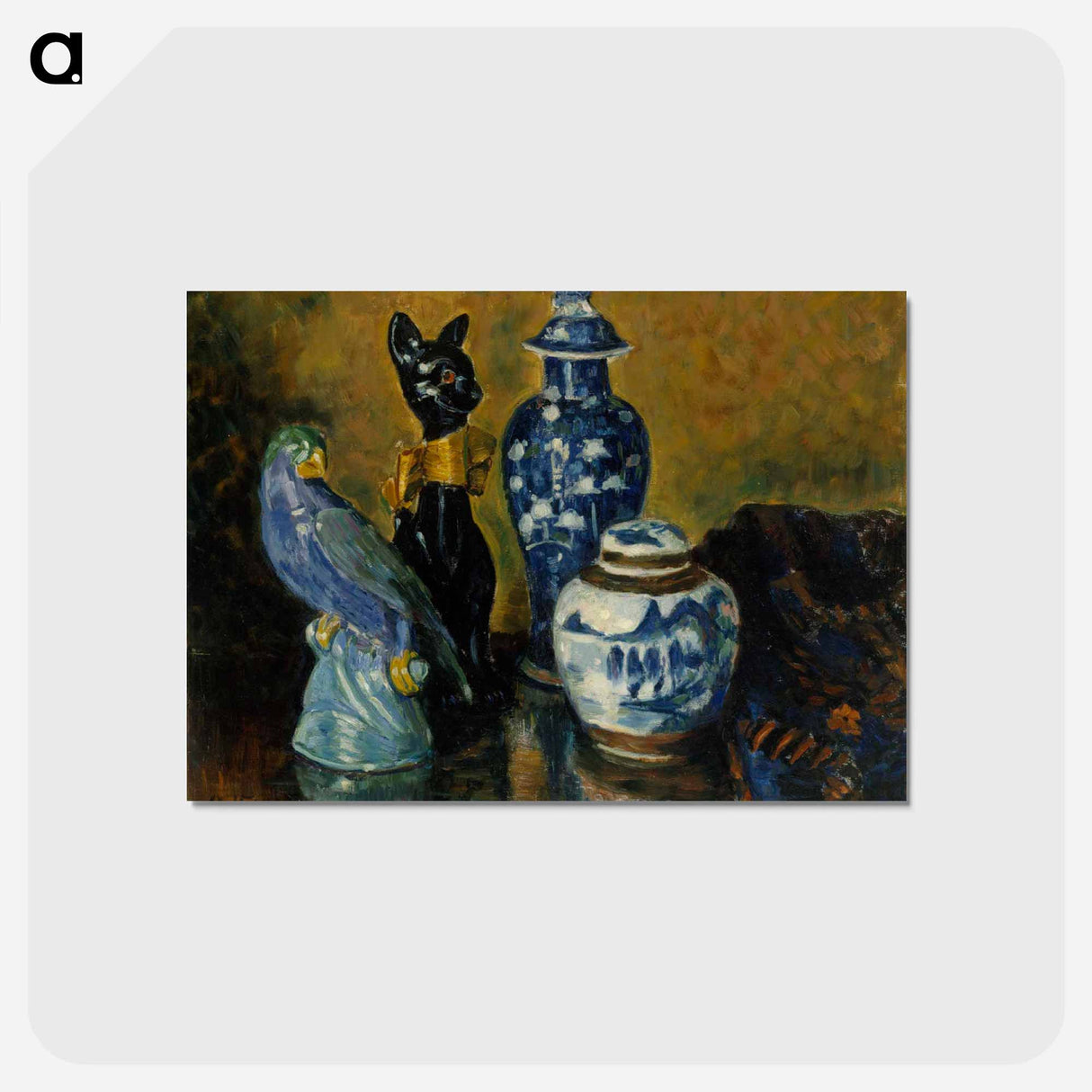 Still life with blue figurines - アルフレッド ウィリアム フィンチ Postcard.