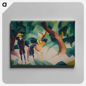 アートパネル-Children with goat - オーガスト マッケ Canvas.
