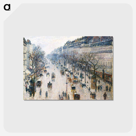 アートポストカード-The Boulevard Montmartre on a Winter Morning - カミーユ ピサロ Postcard.