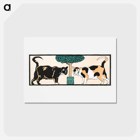 アートポストカード-Cats under a tree - エドワード ペンフィールド Postcard.