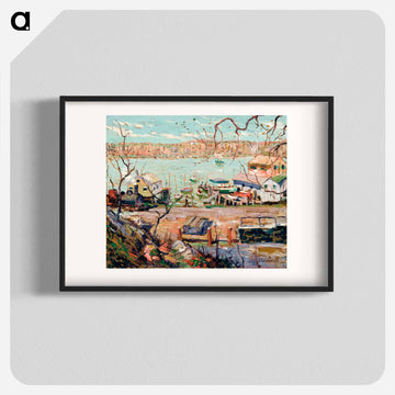River Scene-Boats and Houses - アーネスト ローソン Poster.