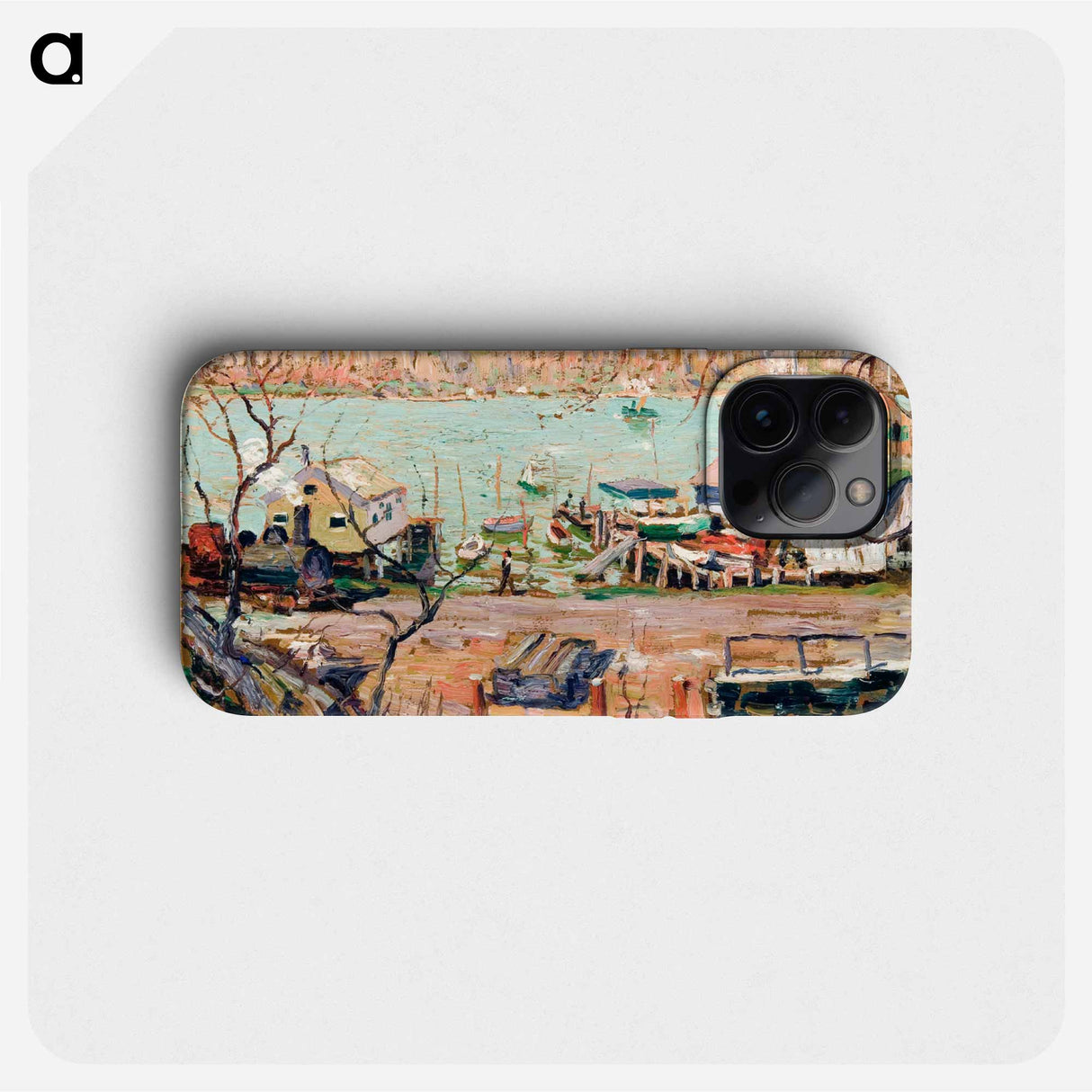 River Scene-Boats and Houses - アーネスト ローソン Phone Case.
