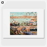 River Scene-Boats and Houses - アーネスト ローソン Poster.