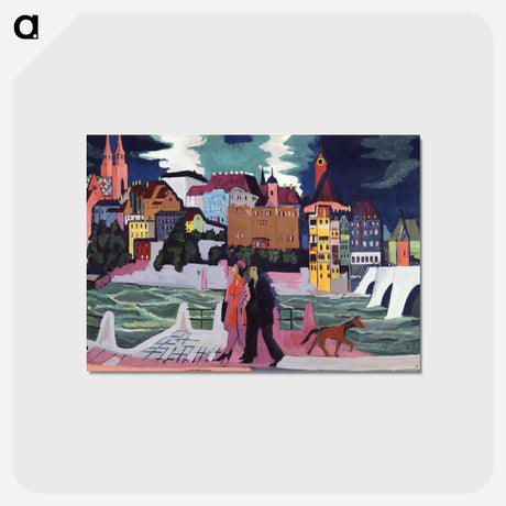 アートポストカード-View of Basel and the Rhine - エルンスト ルートヴィヒ キルヒナー Postcard.