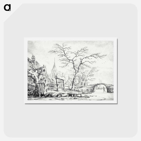 アートポストカード-Winter Landscape with Skater
 - ヤン ファン ケッセル Postcard.