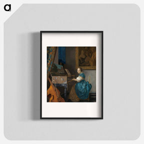 アートポスター-Young Woman Seated at a Virginal - ヨハネス フェルメール Poster.