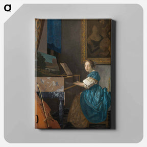 アートパネル-Young Woman Seated at a Virginal - ヨハネス フェルメール Canvas.