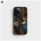 Young Woman Seated at a Virginal - ヨハネス フェルメール Phone Case.