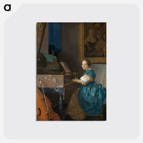 アートポストカード-Young Woman Seated at a Virginal - ヨハネス フェルメール Postcard.