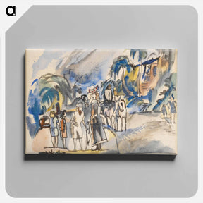 アートパネル-Southern Landscape with Figures and Horses
 - ジュール パスキン Canvas.