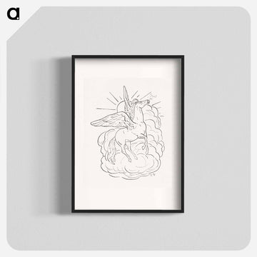 Pegasus flies in front of a cloud - Leo Gerstel Poster.