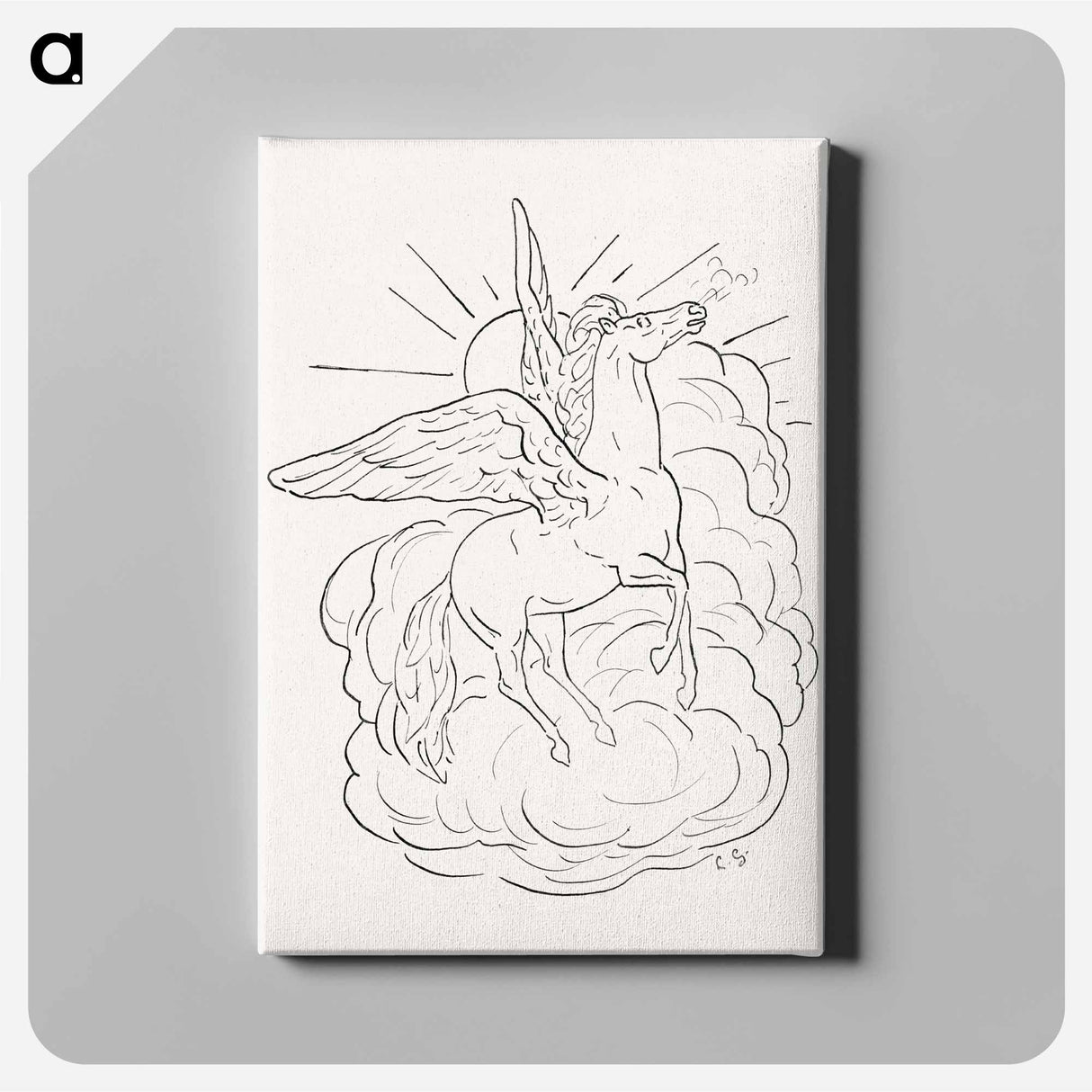 Pegasus flies in front of a cloud - レオ ゲステル Canvas.