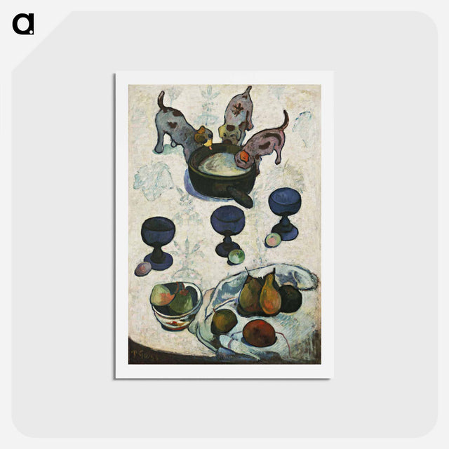 アートポストカード-Still Life with Three Puppies - ポール ゴーギャン Postcard.