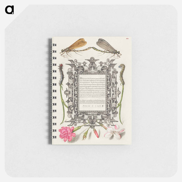 アートメモ帳-Damselflies, Caterpillars, Carnation, and Poet's Jasmine
 - 書道のお手本 Memo.