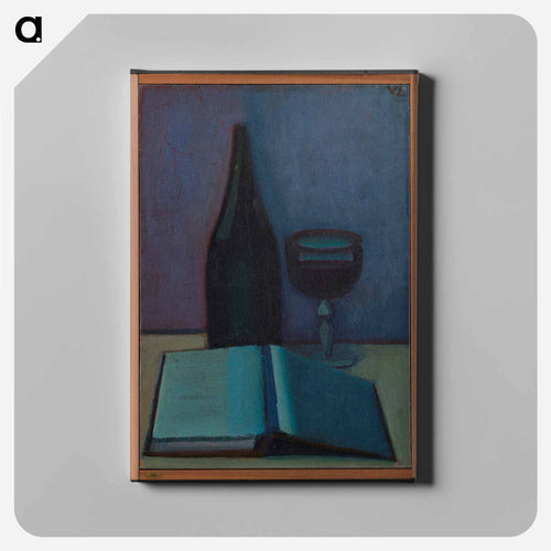 Still Life with a Book, a Glass and a Bottle - Wilhelm Lundström Canvas.