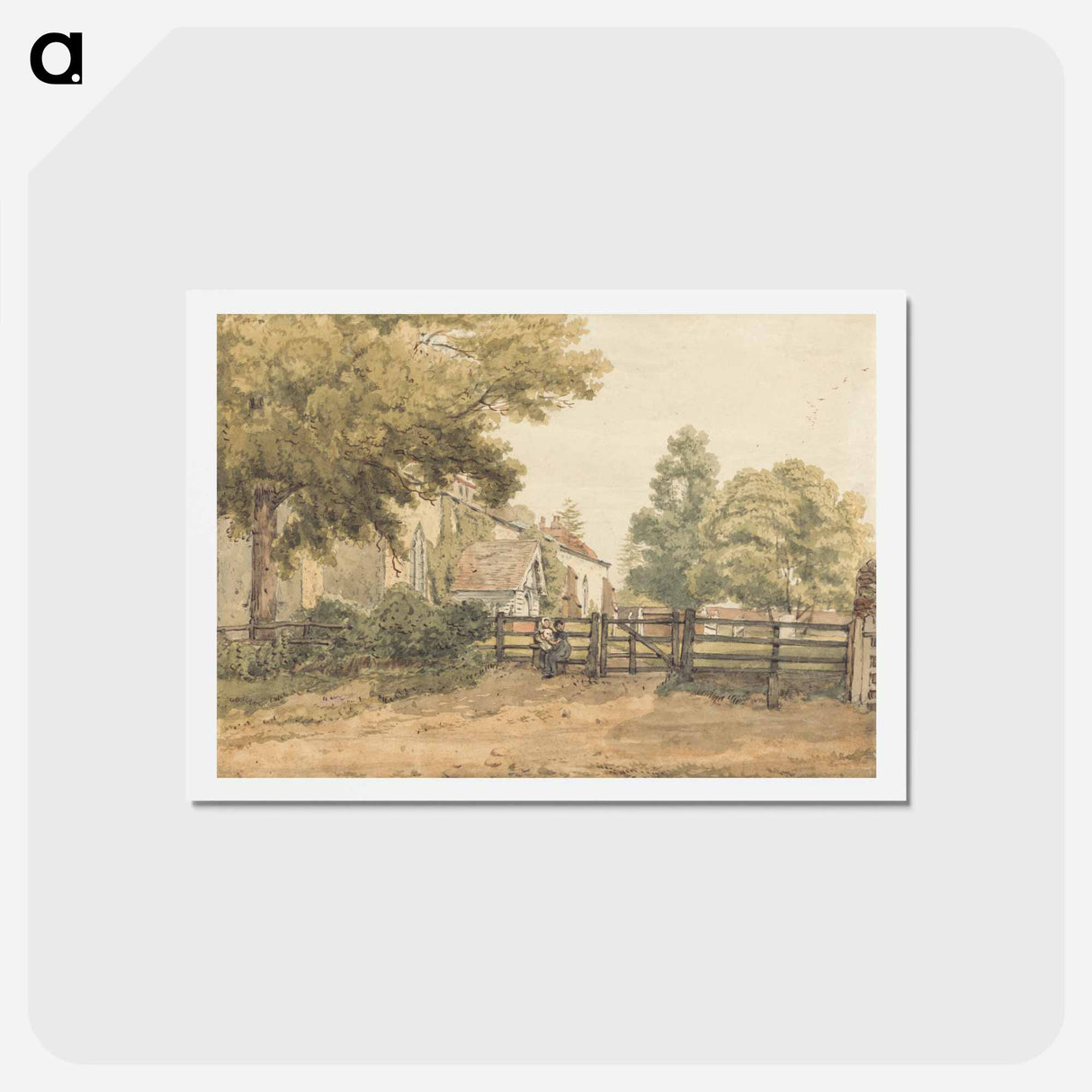 アートポストカード-Aldenham Church - ウィリアム ヘンリー ハント Postcard.
