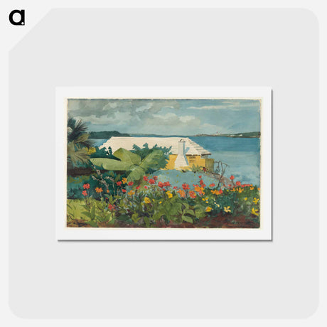 アートポストカード-Flower Garden and Bungalow, Bermuda - ウィンスロー ホーマー Postcard.