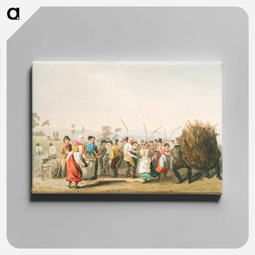 Illustration of rape threshing - 19世紀のヨークシャー Canvas.