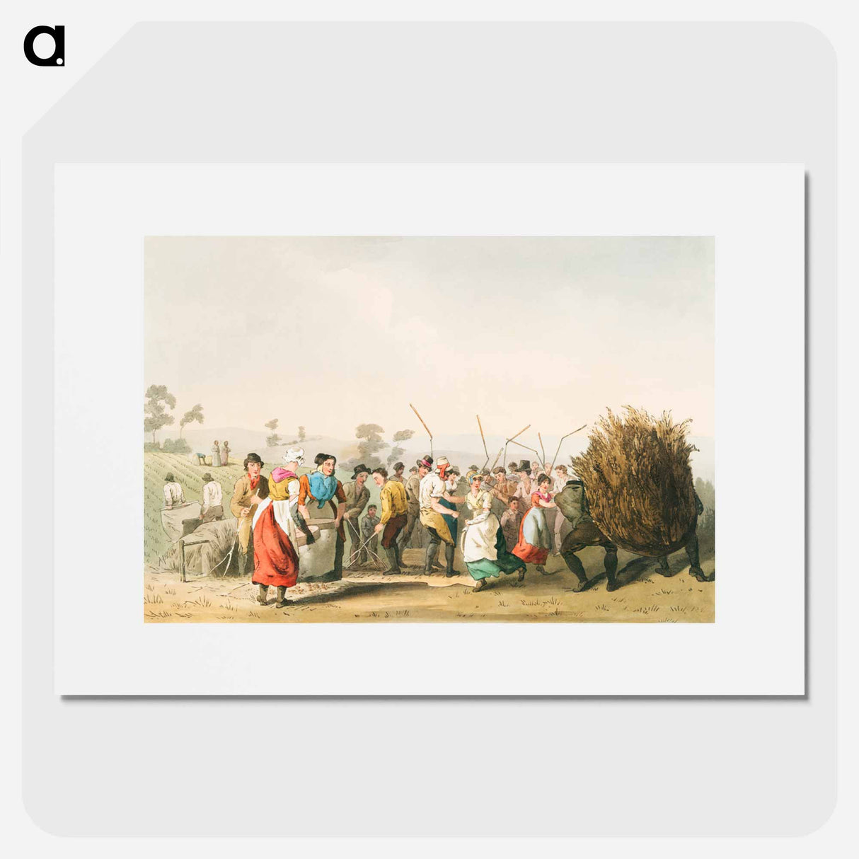 Illustration of rape threshing - 19世紀のヨークシャー Poster.