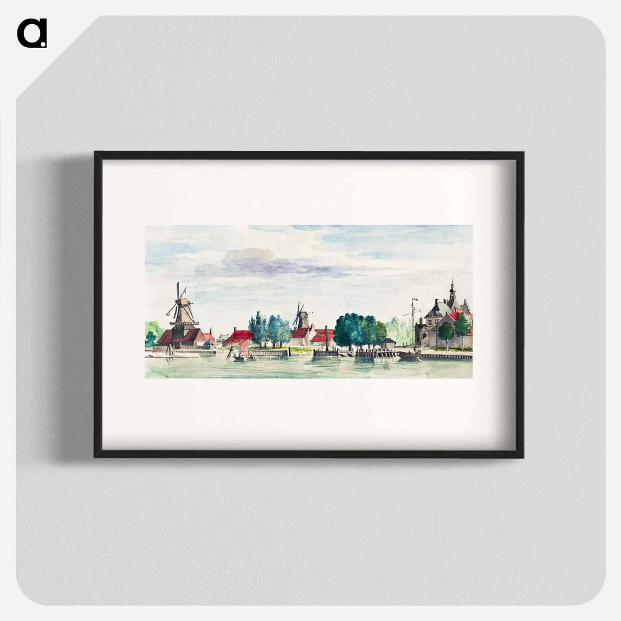 View of Dordrecht with the Rietdijkspoort and windmills - アールト シューマン Poster.