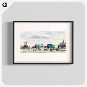 アートポスター-View of Dordrecht with the Rietdijkspoort and windmills - アールト シューマン Poster.