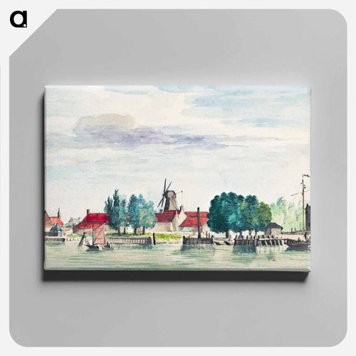 View of Dordrecht with the Rietdijkspoort and windmills - アールト シューマン Canvas.