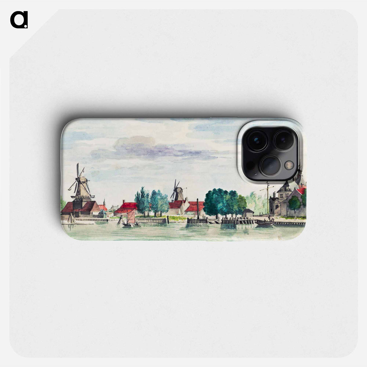 View of Dordrecht with the Rietdijkspoort and windmills - アールト シューマン Phone Case.