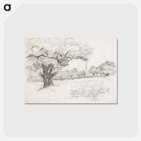 アートポストカード-Landskap med stort träd i förgrunden t.v. och kyrktorn - アルフレッド ウィリアム フィンチ Postcard.