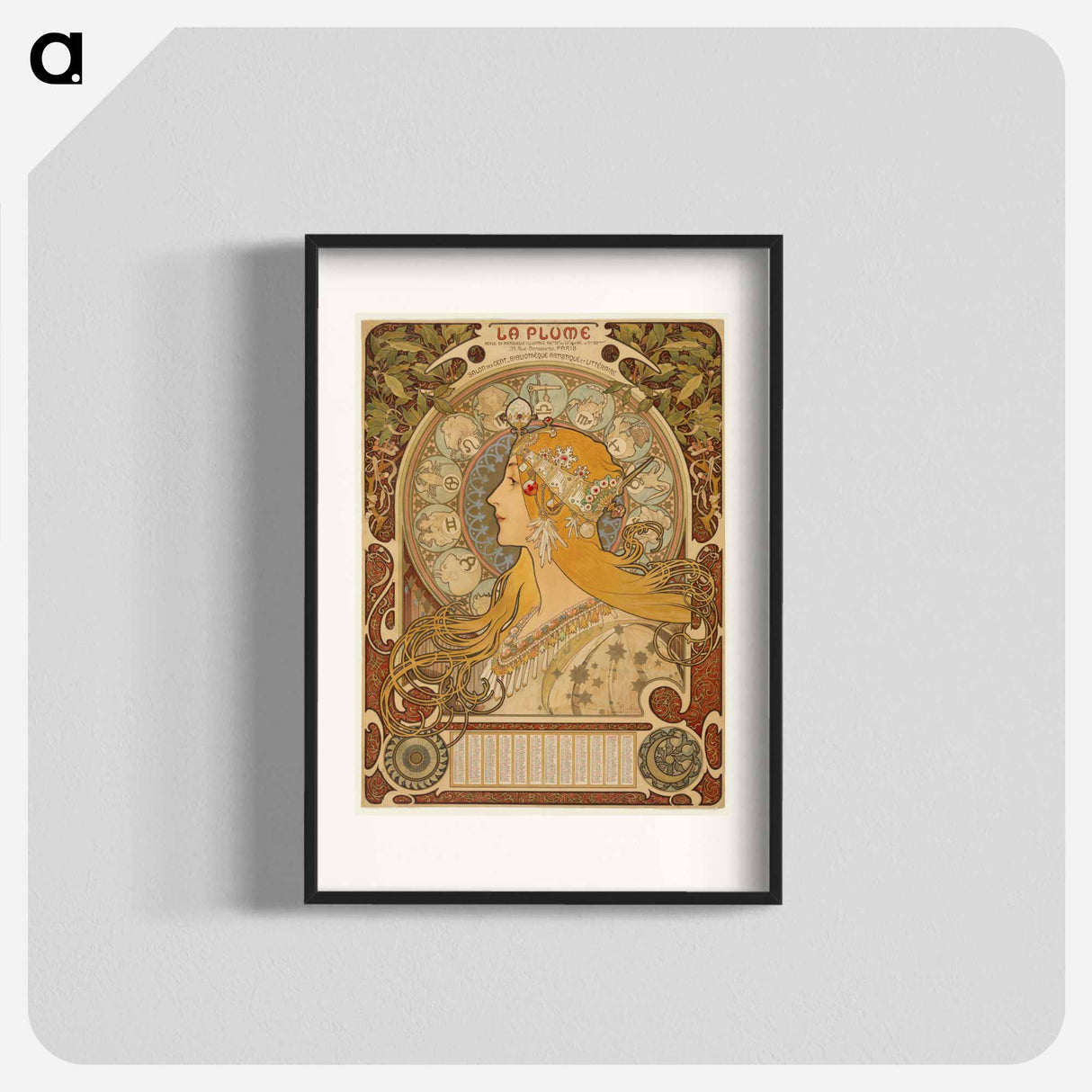 Zodiaque or La Plume - Alphonse Mucha Poster.