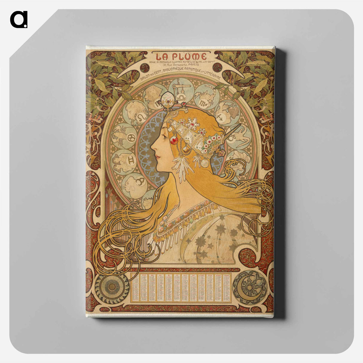 Zodiaque or La Plume - Alphonse Mucha Canvas.