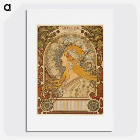 Zodiaque or La Plume - Alphonse Mucha Poster.