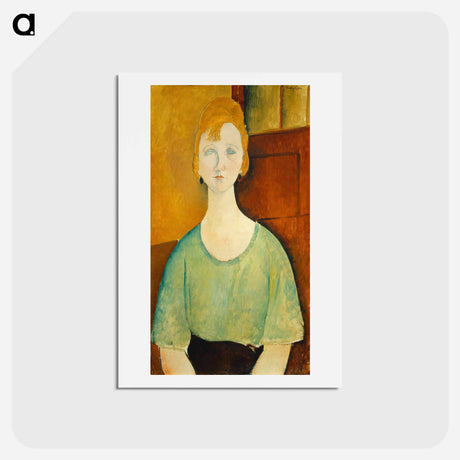 アートポストカード-Girl in a Green Blouse - アメデオ モディリアーニ Postcard.