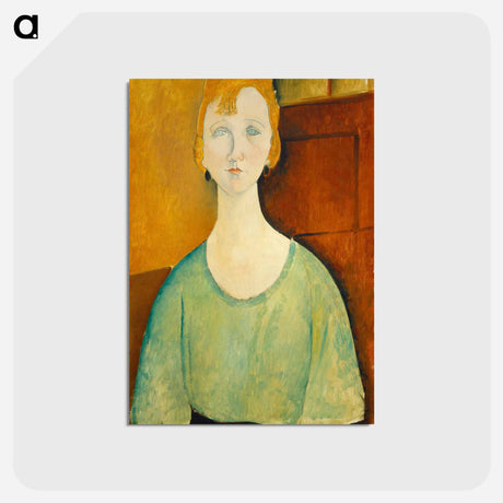 アートポストカード-Girl in a Green Blouse - アメデオ モディリアーニ Postcard.