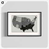 Map showing admission rates for measles by state, per 1000 per annum of white enlisted men in the United States - アンティーク地図 Poster.