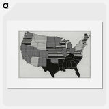 Map showing admission rates for measles by state, per 1000 per annum of white enlisted men in the United States - アンティーク地図 Poster.