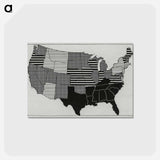 アートポストカード-Map showing admission rates for measles by state, per 1000 per annum of white enlisted men in the United States - アンティーク地図 Postcard.