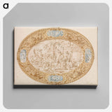 Design (Full-Scale Working Drawing) for a Large Oval Silver Dish with Silver Gilt Border Showing Vulcan's Forge - カラヴァッジョ Canvas.