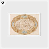 Design (Full-Scale Working Drawing) for a Large Oval Silver Dish with Silver Gilt Border Showing Vulcan's Forge - カラヴァッジョ Postcard.