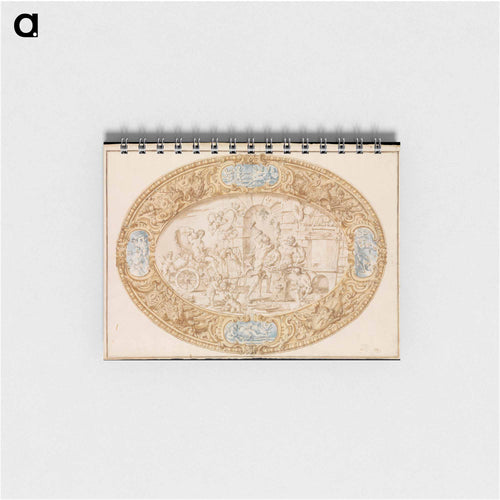 Design (Full-Scale Working Drawing) for a Large Oval Silver Dish with Silver Gilt Border Showing Vulcan's Forge - カラヴァッジョ Memo.