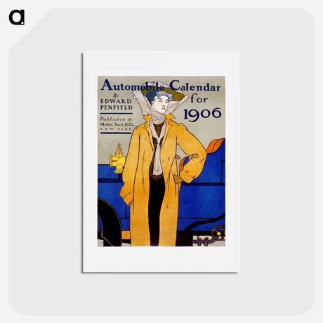 アートポストカード-Automobile calendar for 1906 print in high resolution by Edward Penfield - エドワード ペンフィールド Postcard.